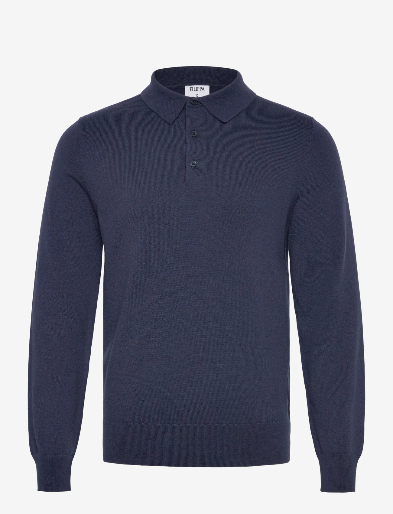 Filippa K - Knitted Polo Shirt - stickade pikéer - dusk blue - 0
