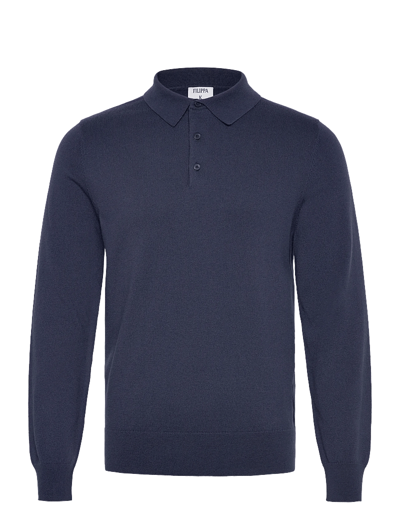 Filippa K - Knitted Polo Shirt - stickade pikéer - dusk blue - 0