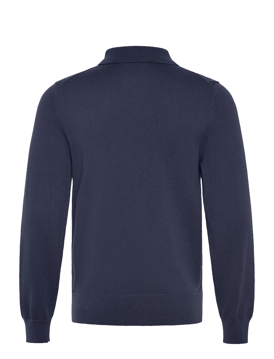 Filippa K - Knitted Polo Shirt - pikkade varrukatega kootud polosärgid - dusk blue - 1