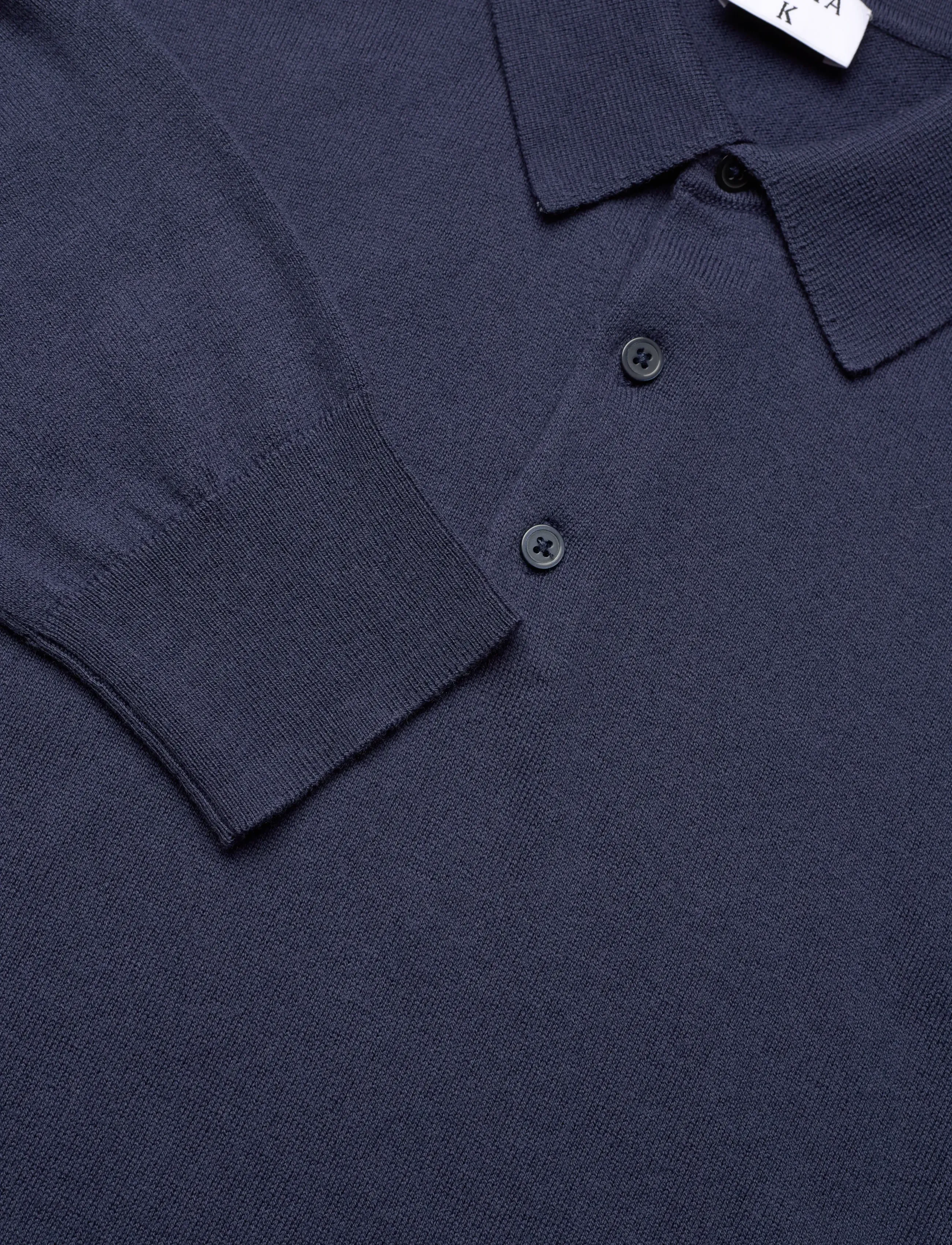 Filippa K - Knitted Polo Shirt - pikkade varrukatega kootud polosärgid - dusk blue - 2