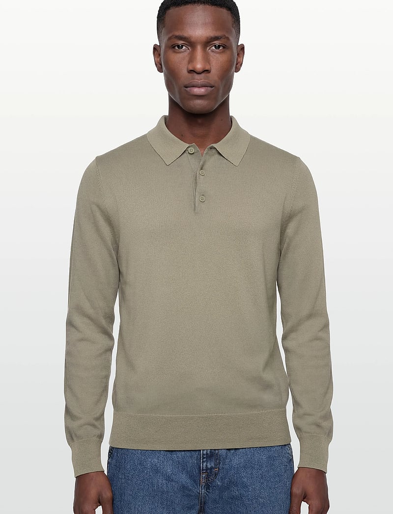 Filippa K - Knitted Polo Shirt - langärmelige gestrickte polohemden - light green - 3