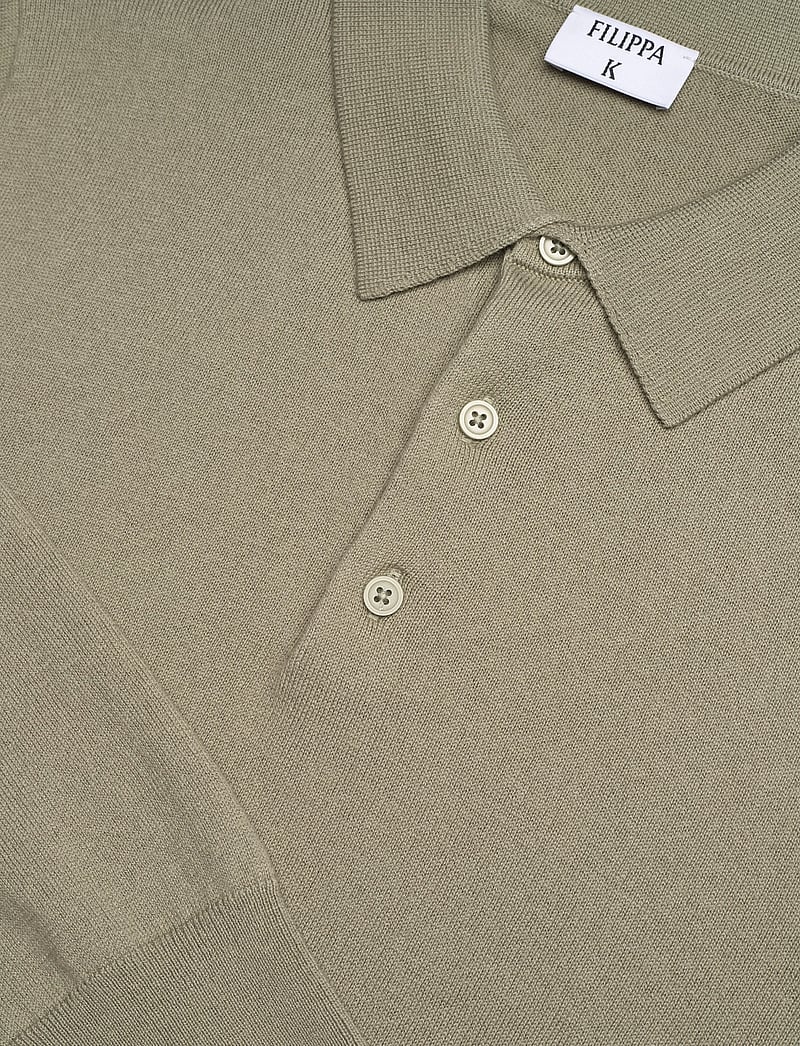 Filippa K - Knitted Polo Shirt - stickade pikéer - light green - 2
