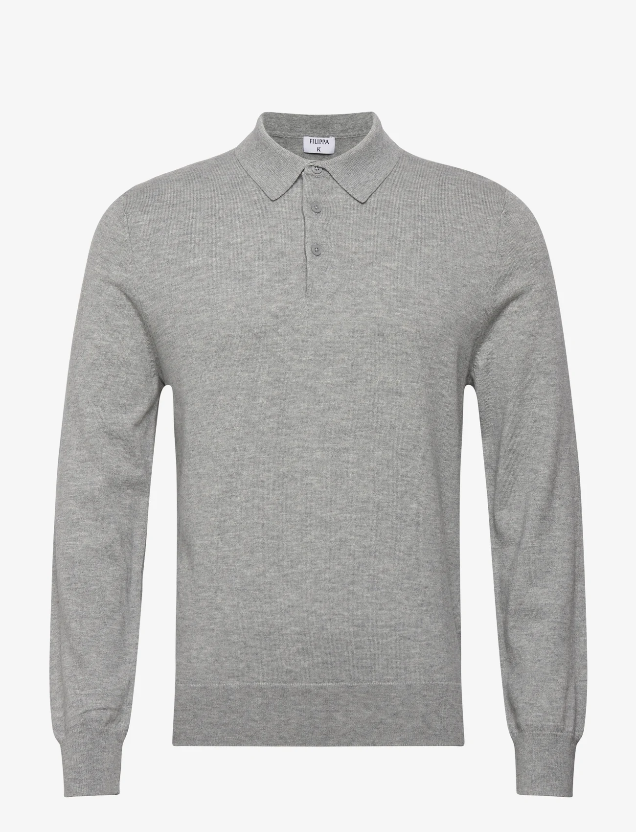 Filippa K - Knitted Polo Shirt - podstawowe koszulki - light grey - 0