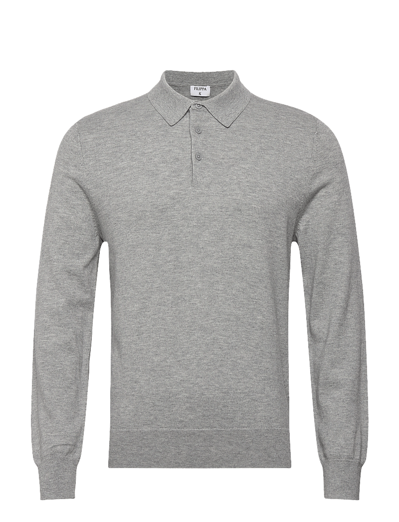 Filippa K - Knitted Polo Shirt - polostrik - light grey melange - 0