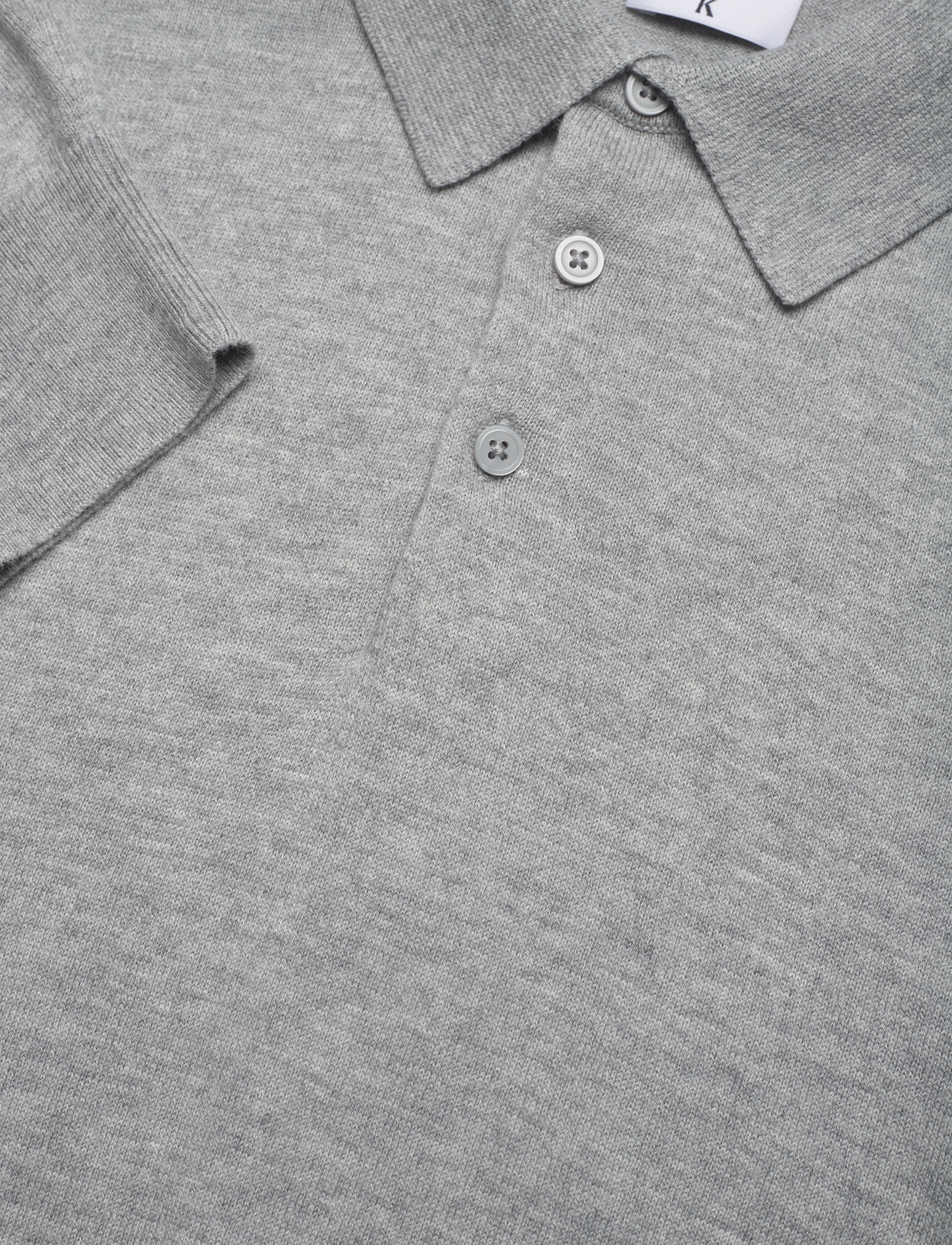 Filippa K - Knitted Polo Shirt - langärmelige gestrickte polohemden - light grey melange - 2