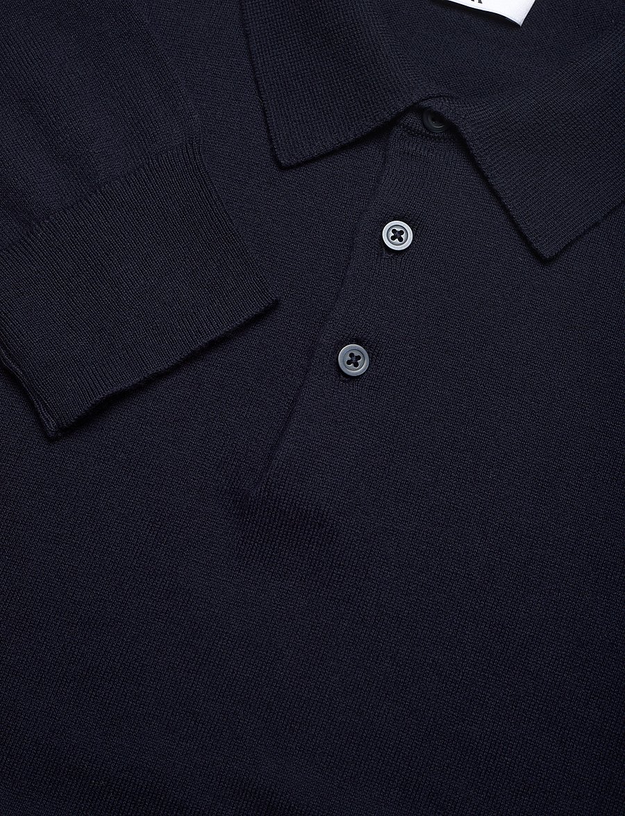 Filippa K - Knitted Polo Shirt - geweven polo's met lange mouwen - navy - 2
