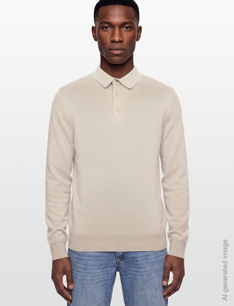 Filippa K - Knitted Polo Shirt - långärmade stickade pikétröjor - pearl beige - 3