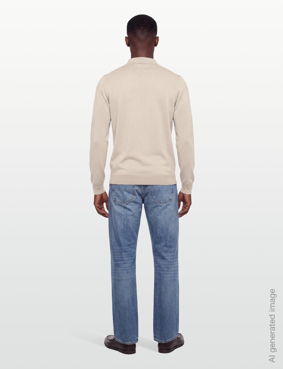 Filippa K - Knitted Polo Shirt - långärmade stickade pikétröjor - pearl beige - 4