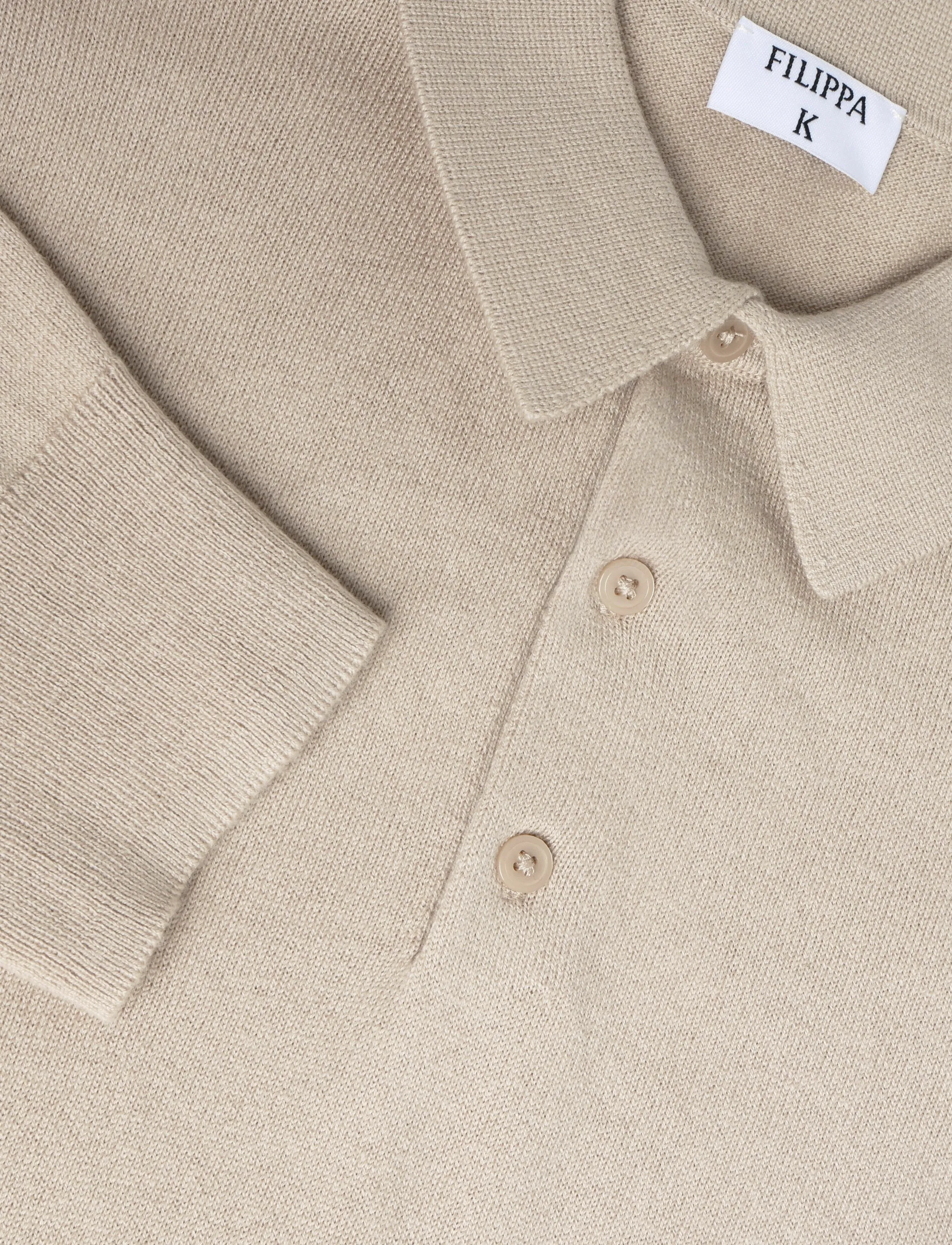Filippa K - Knitted Polo Shirt - pikkade varrukatega kootud polod - pearl beige - 2