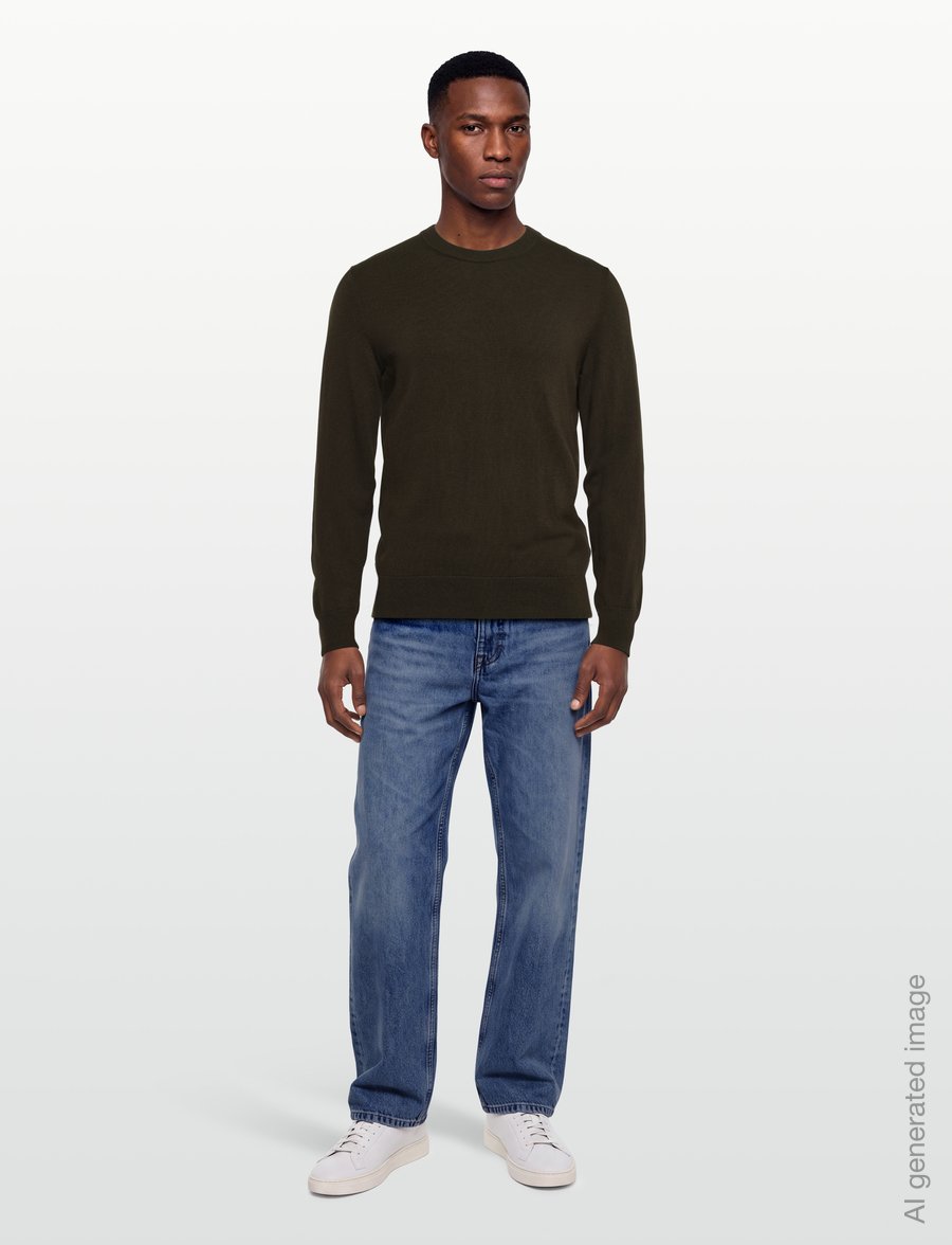 Filippa K - Cotton Merino Sweater - rund hals - dark moss green - 0