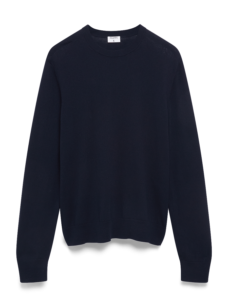 Filippa K - Cotton Merino Sweater - okrągły dekolt - navy - 1