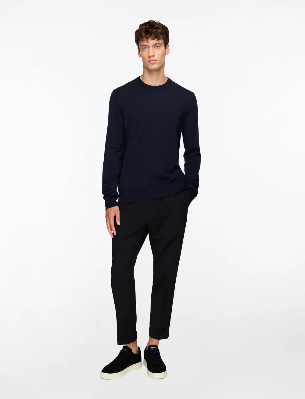 Filippa K - Cotton Merino Sweater - rund hals - navy - 2