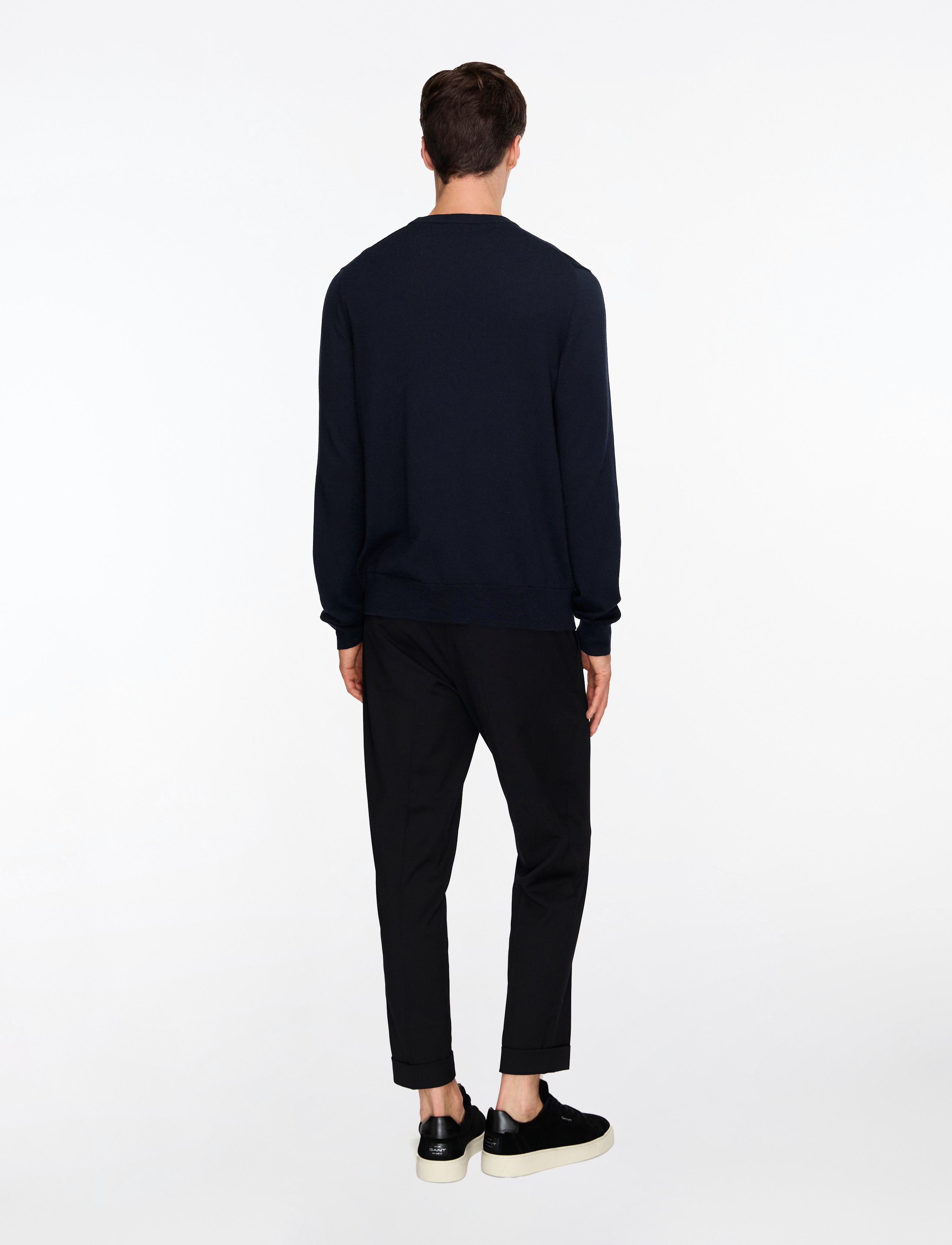 Filippa K - Cotton Merino Sweater - okrągły dekolt - navy - 4