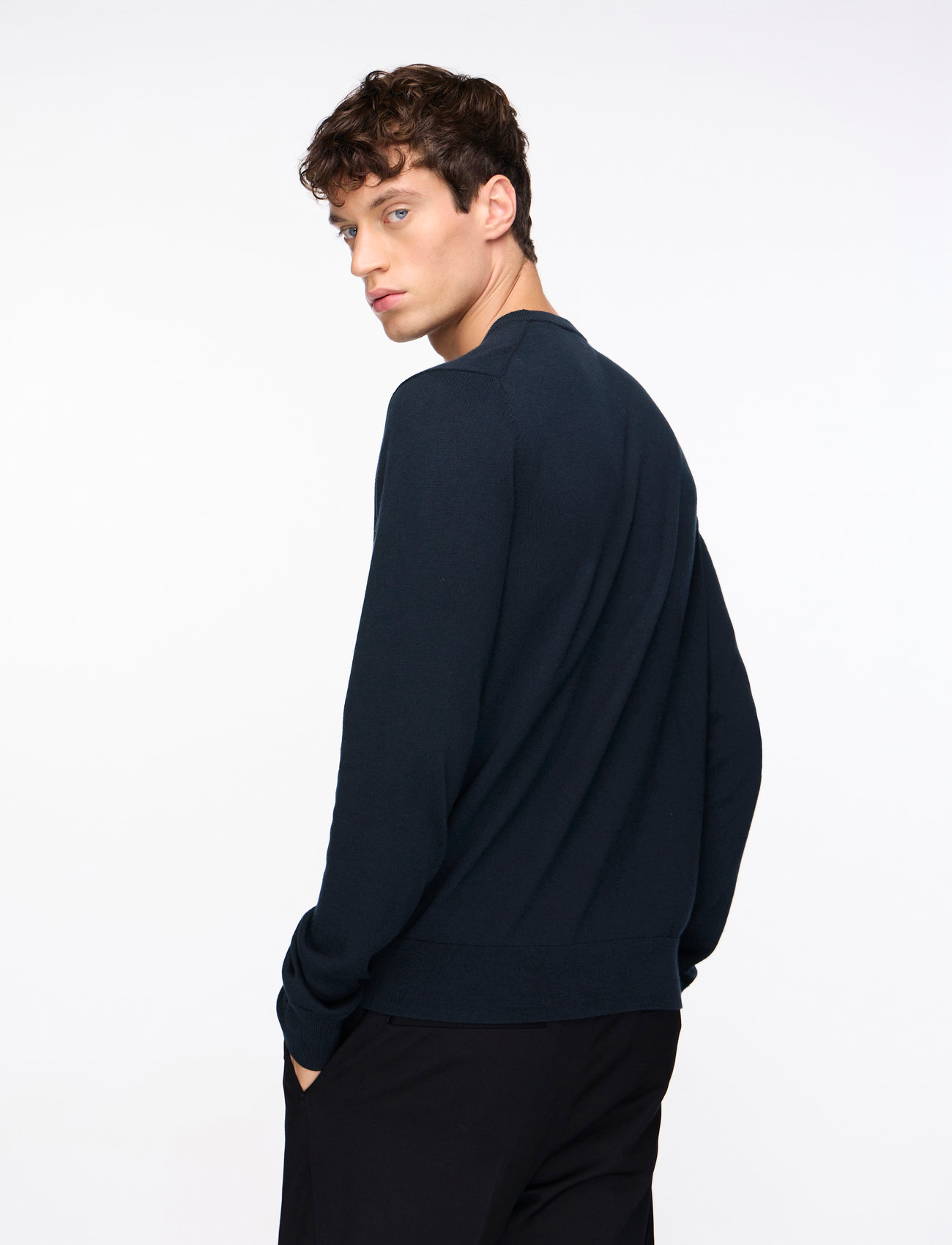 Filippa K - Cotton Merino Sweater - rundhalsad - navy - 0