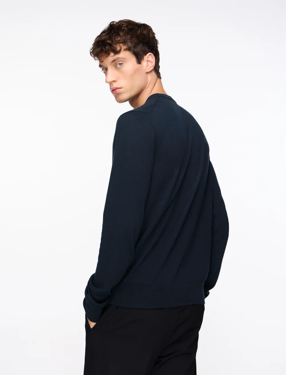 Filippa K - Cotton Merino Sweater - rund hals - navy - 0