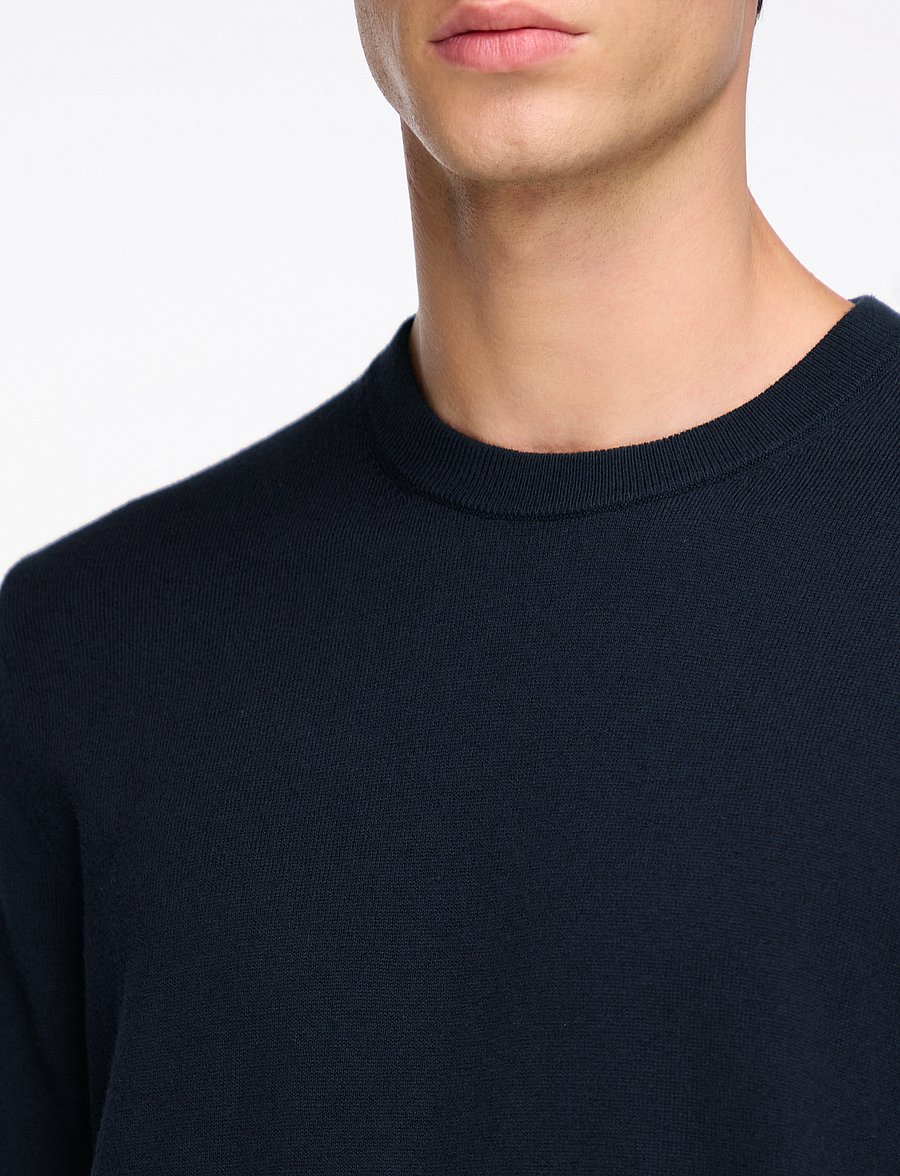 Filippa K - Cotton Merino Sweater - okrągły dekolt - navy - 5