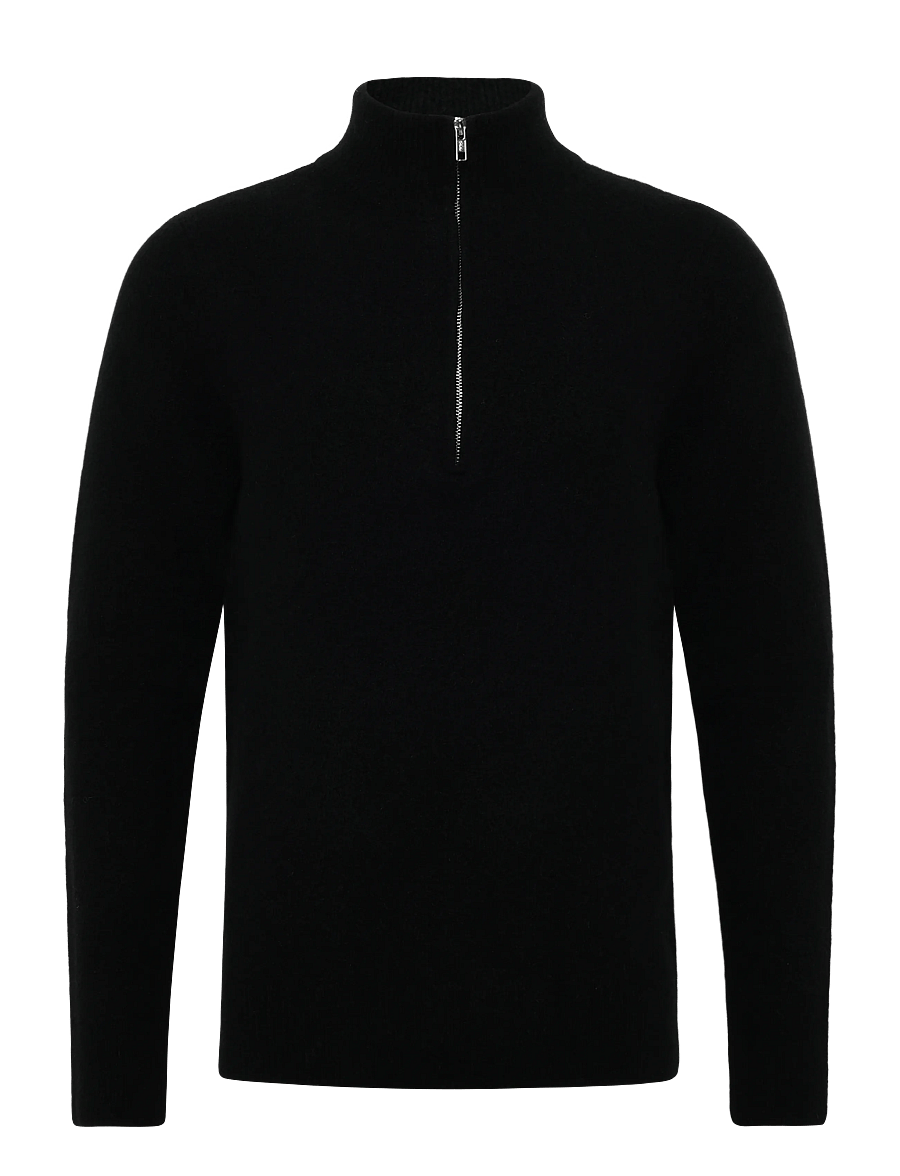 Filippa K - Andrew Yak Sweater - pullover mit halbem reißverschluss - black - 0