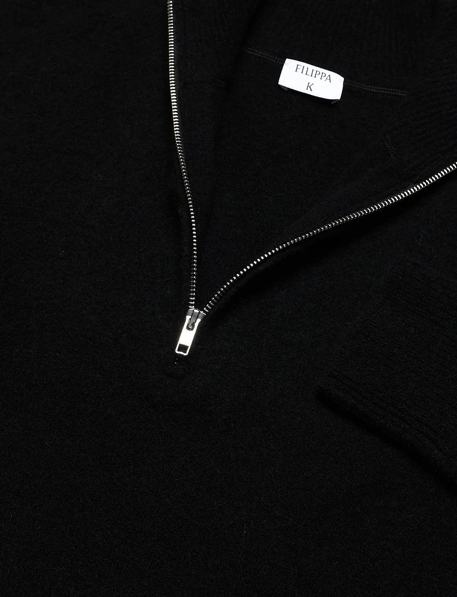 Filippa K - Andrew Yak Sweater - pullover mit halbem reißverschluss - black - 2