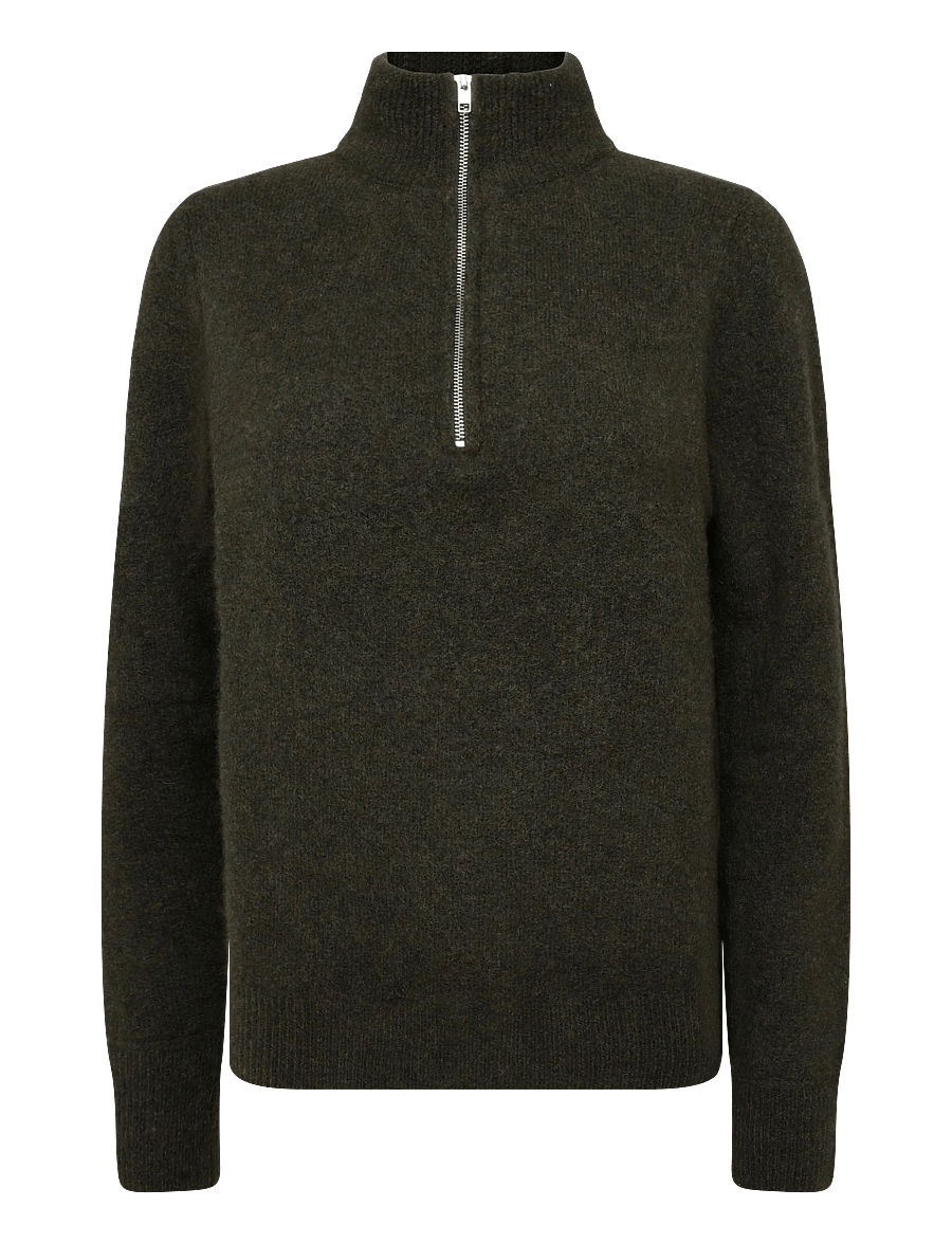 Filippa K - Andrew Yak Sweater - halfzip strik - forest green - 0