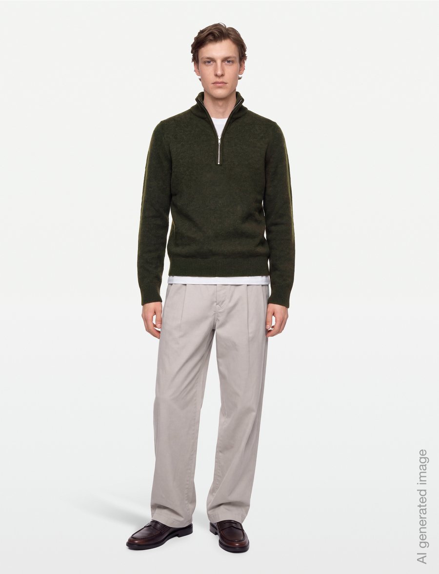 Filippa K - Andrew Yak Sweater - halfzip strik - forest green - 0
