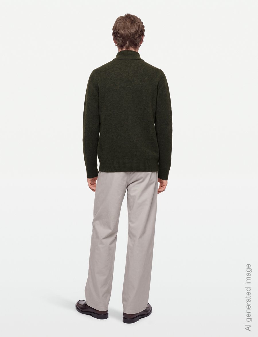 Filippa K - Andrew Yak Sweater - halfzip strik - forest green - 4