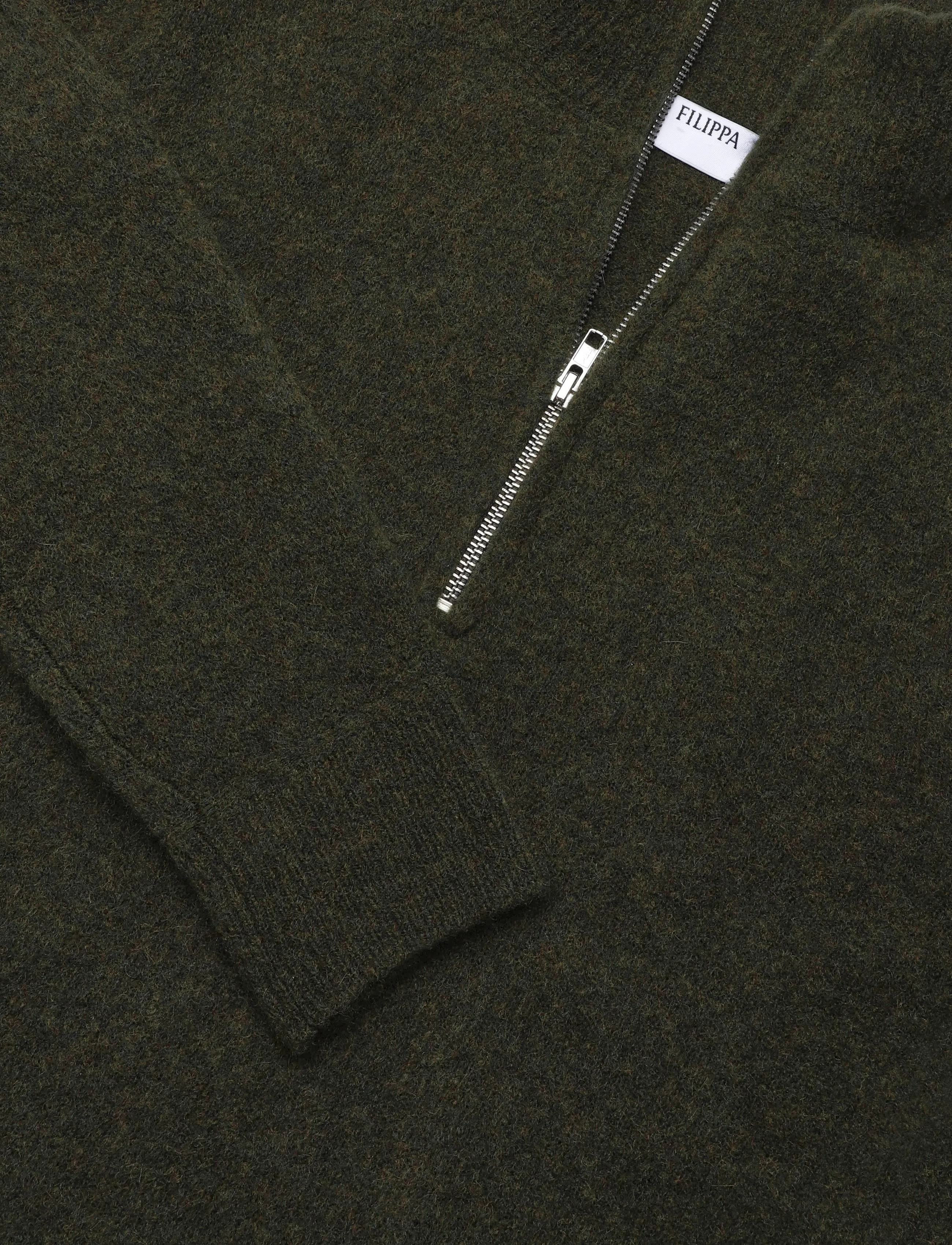 Filippa K - Andrew Yak Sweater - halfzip strik - forest green - 2
