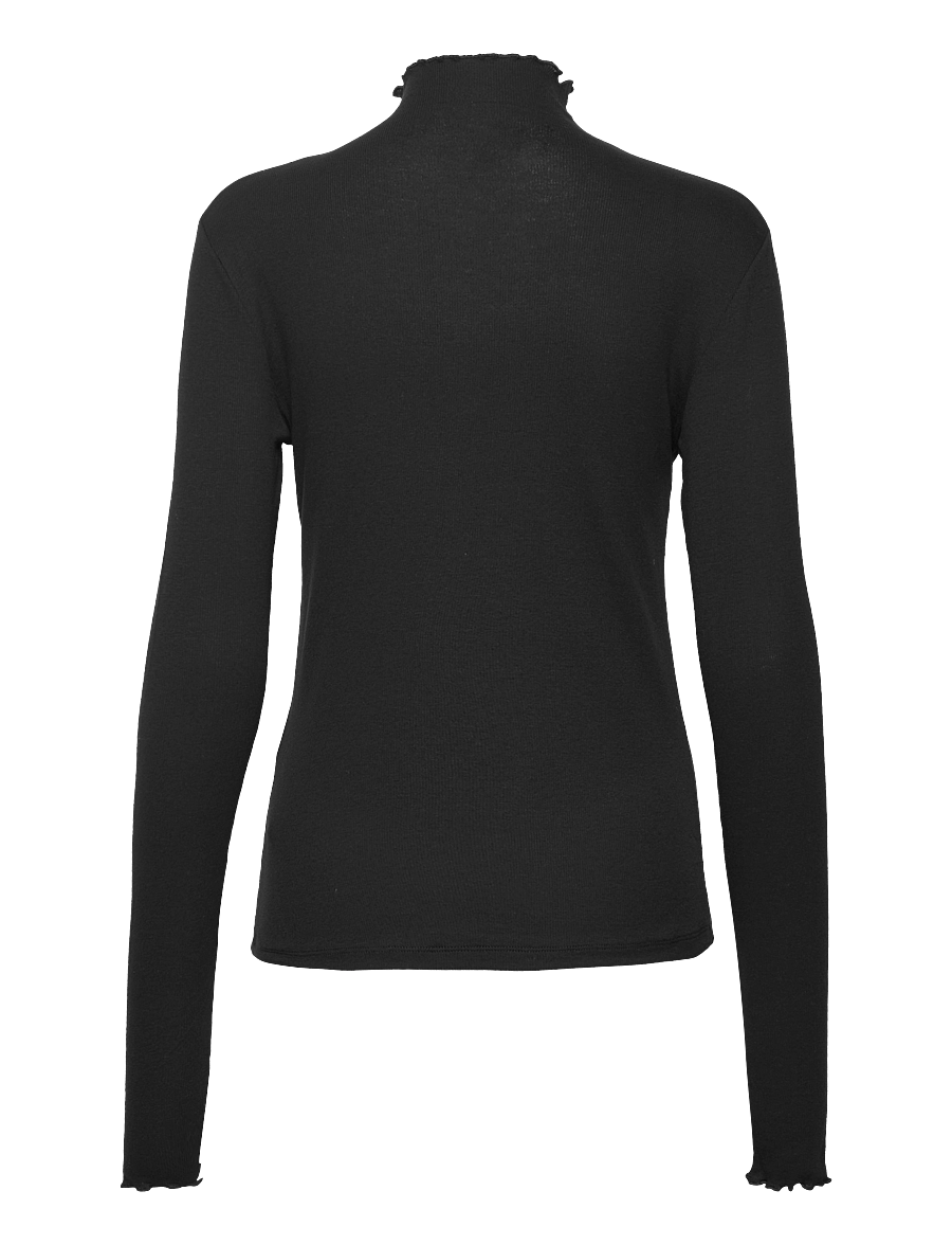 Filippa K - Rib Mock Neck Top - långärmade toppar - black - 1