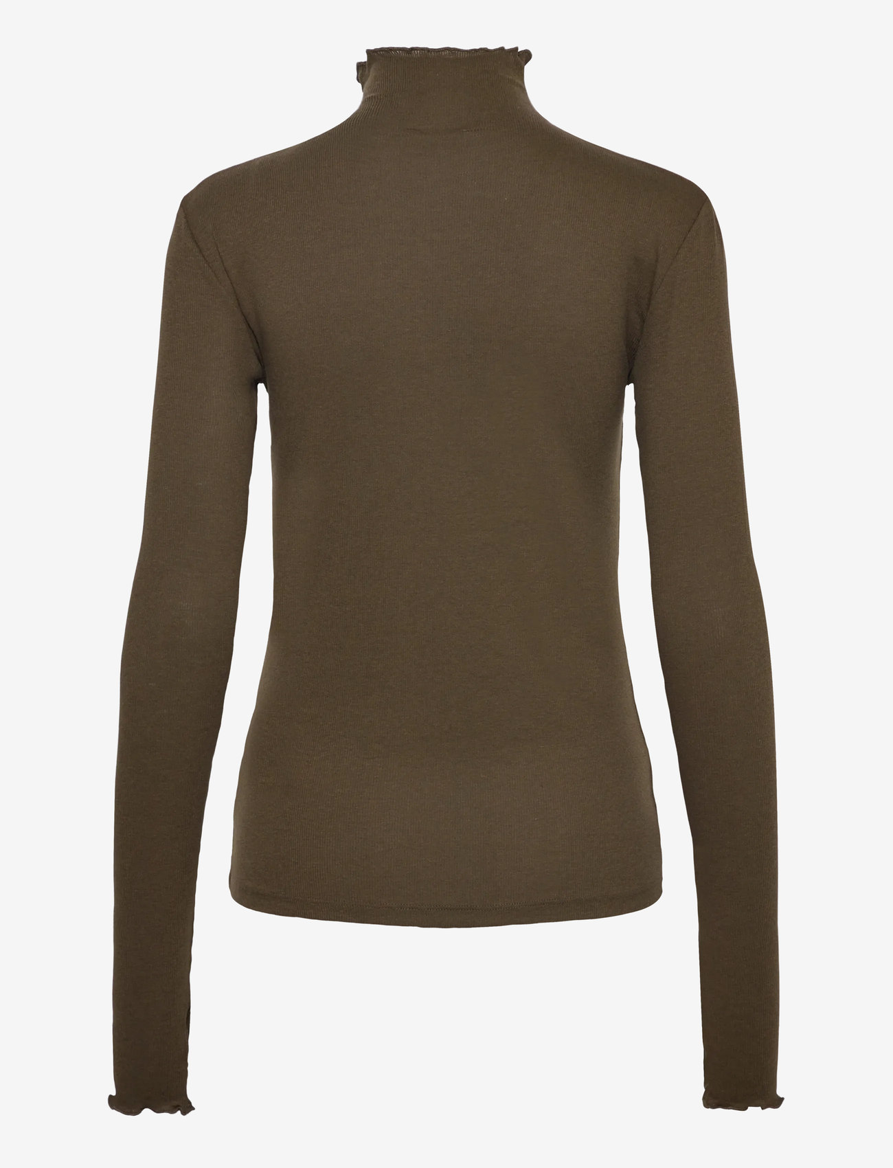 Filippa K - Rib Mock Neck Top - dark khaki green - 1
