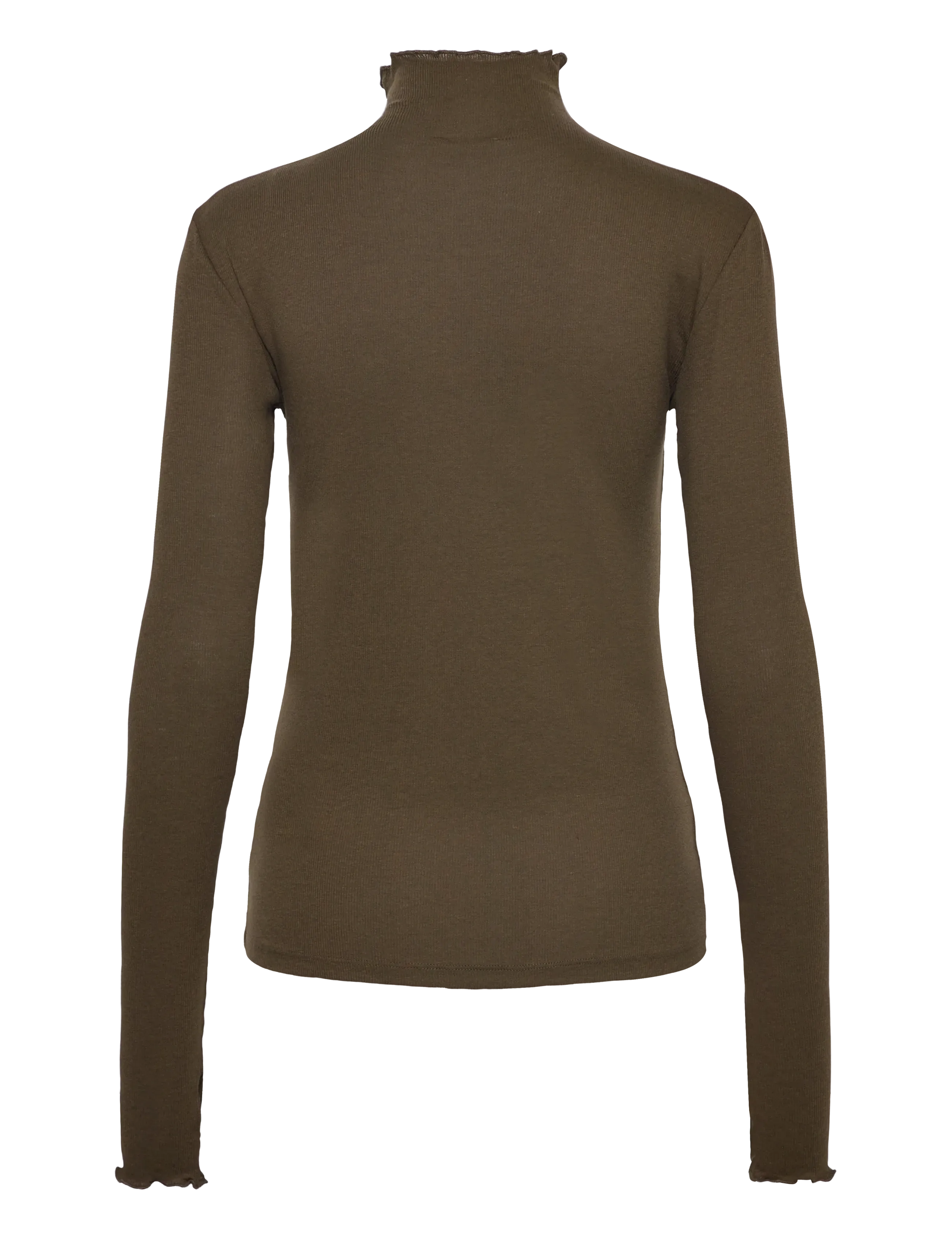 Filippa K - Rib Mock Neck Top - dark khaki green - 1