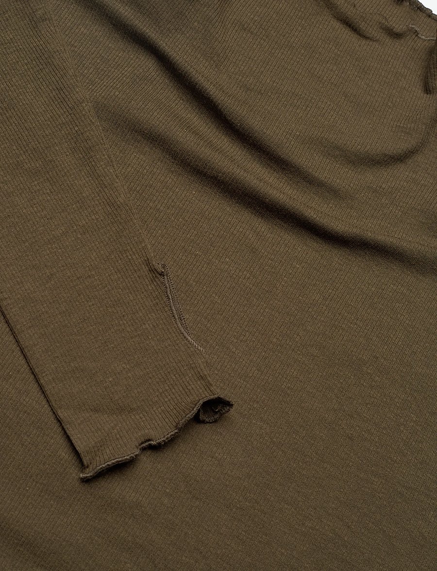 Filippa K - Rib Mock Neck Top - dark khaki green - 2