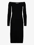 Off Shoulder Knit Dress - BLACK