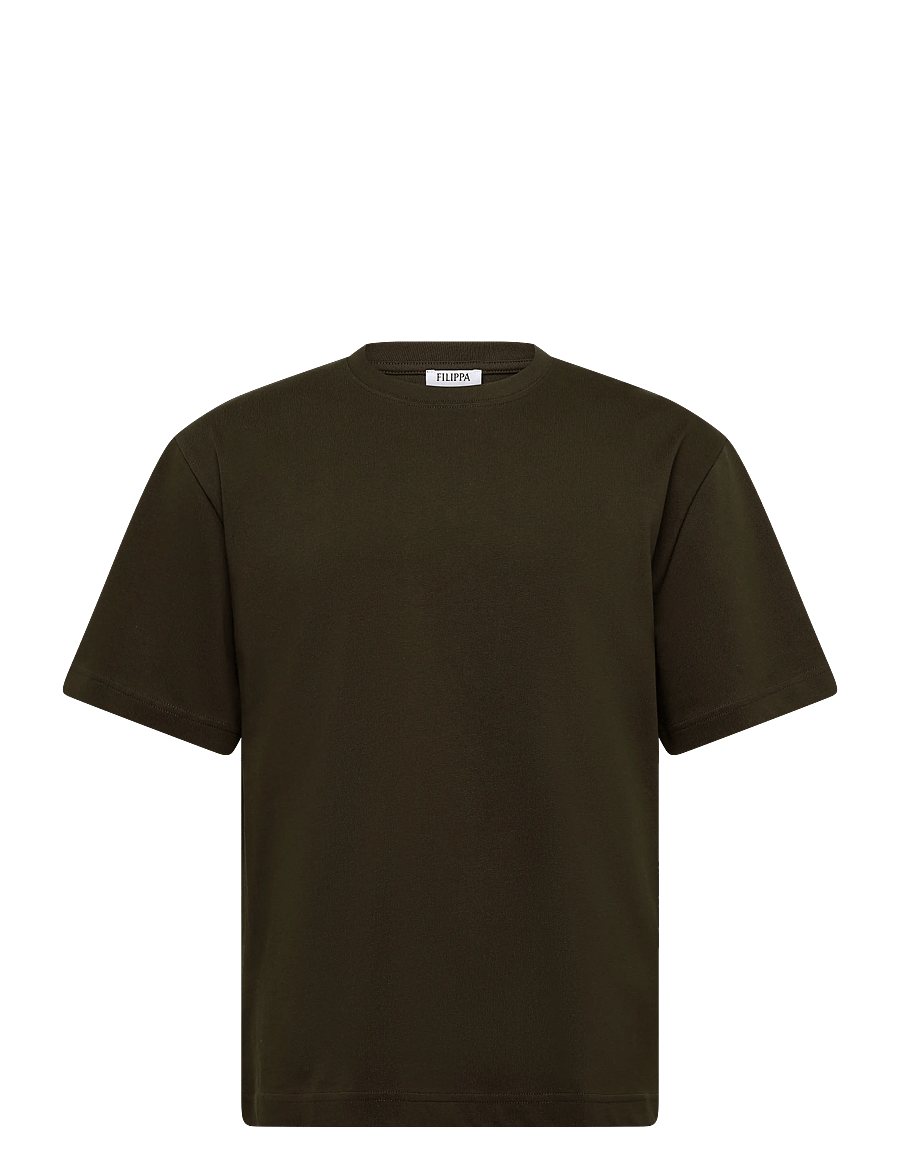 Filippa K - Heavy Crewneck Tee - short-sleeved t-shirts - golden brown - 1