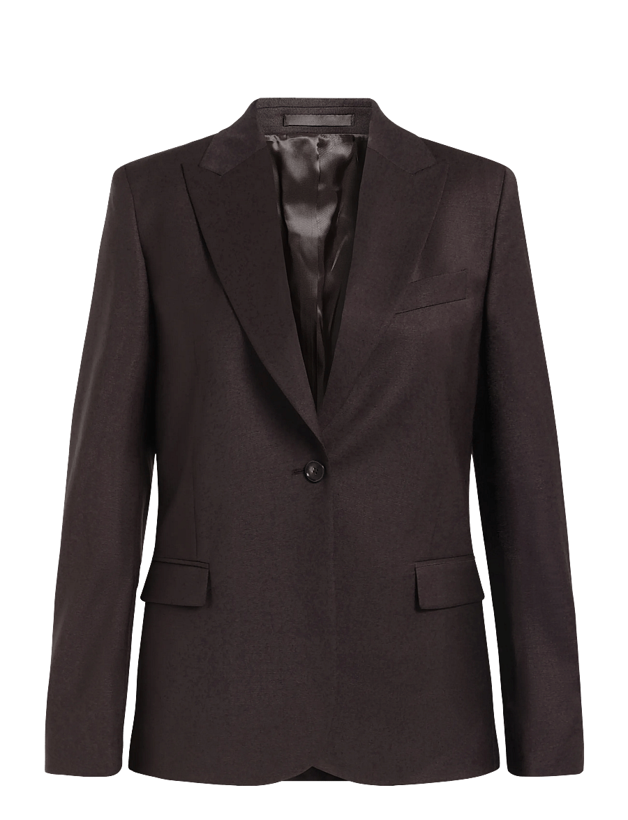 Filippa K - Sasha Cool Wool Blazer - enkeltradede blazere - dark chocolate - 0
