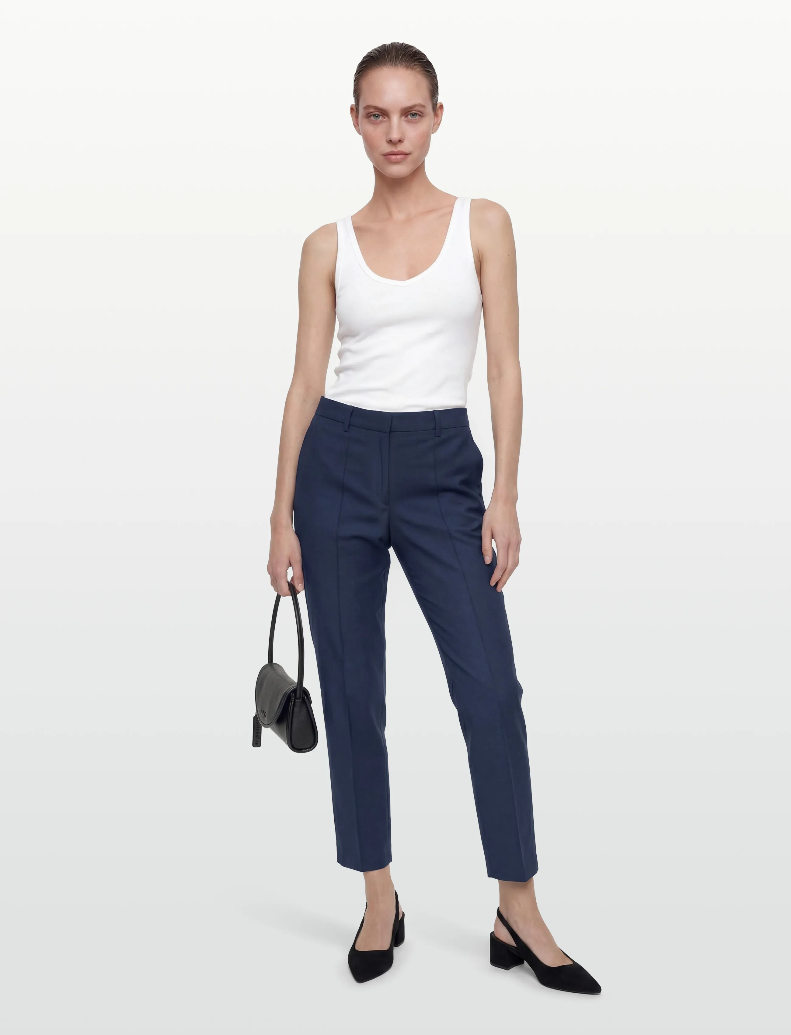 Filippa K Emma Cropped Cool Wool Trouser - Hosen - FADED BLUE / navy