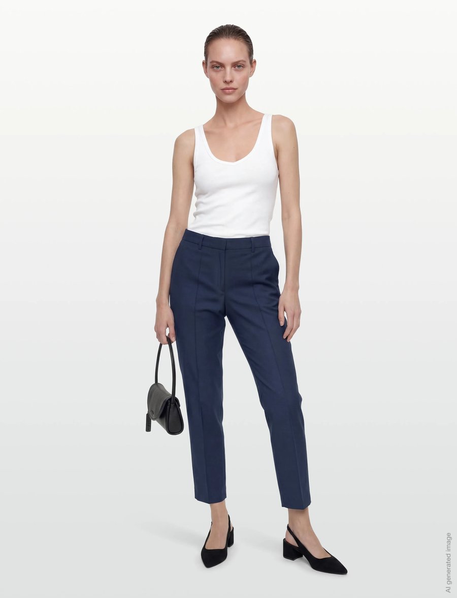 Filippa K - Emma Cropped Cool Wool Trouser - anzugshosen - faded blue - 0