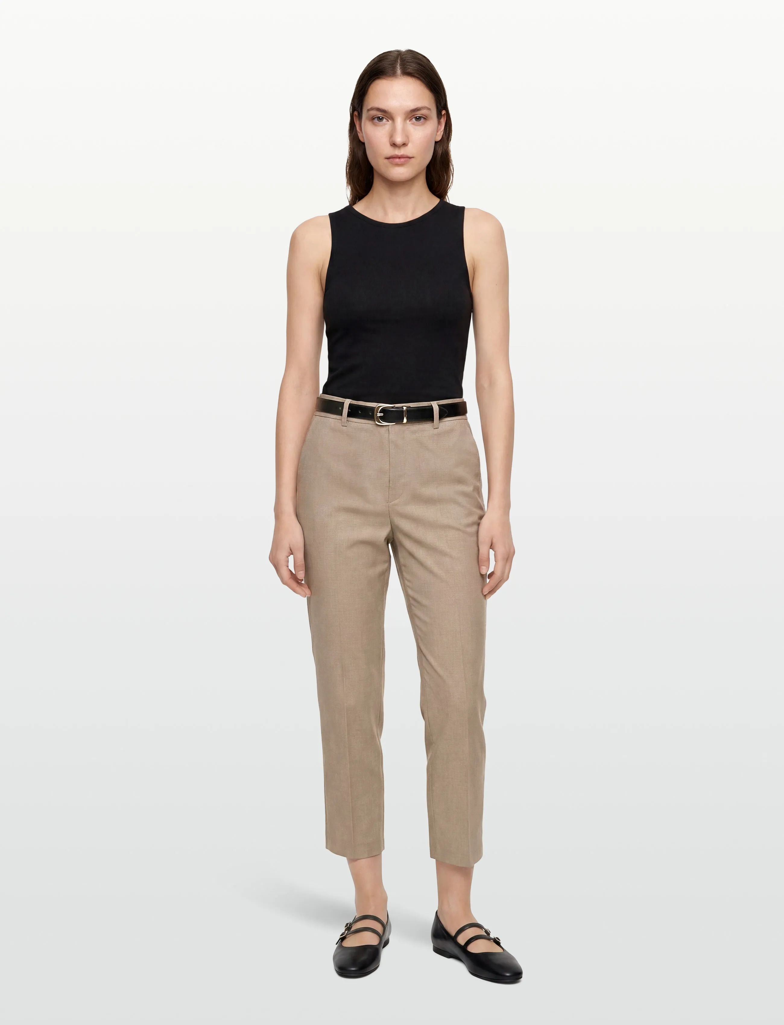 Filippa K Emma Cropped Cool Wool Trouser - Tailored trousers - FADED KHAKI / beige