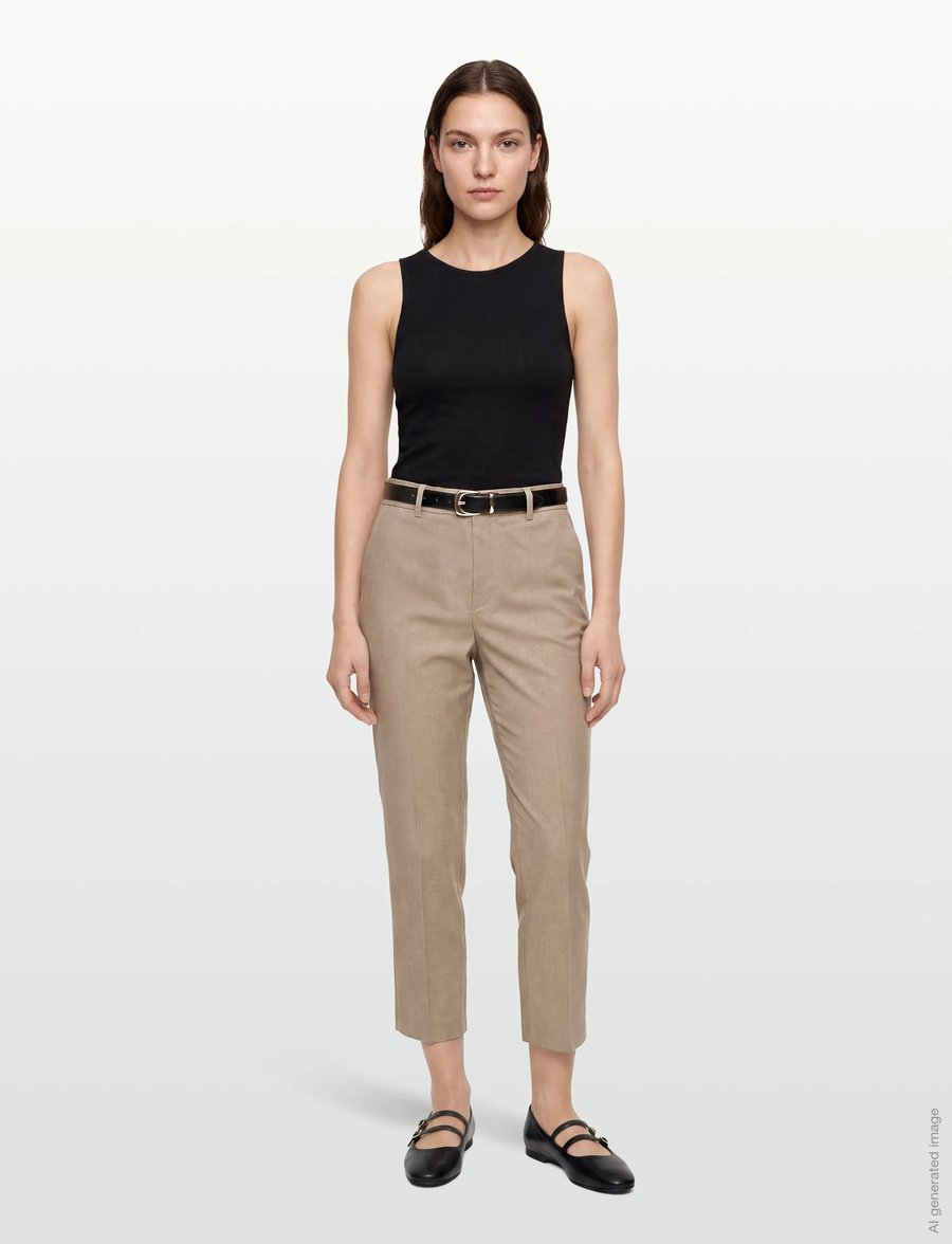 Filippa K - Emma Cropped Cool Wool Trouser - anzugshosen - faded khaki - 0