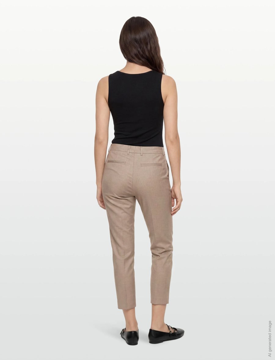 Filippa K - Emma Cropped Cool Wool Trouser - anzugshosen - faded khaki - 4