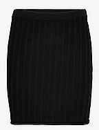 Cotton Rib Knit Skirt - BLACK