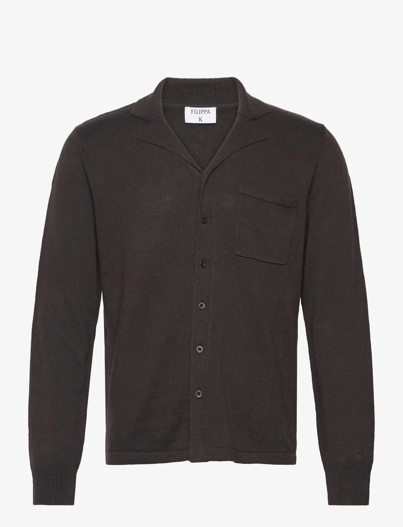 Filippa K - Cotton Linen Knitted Shirt - nordic style - dark oak - 0