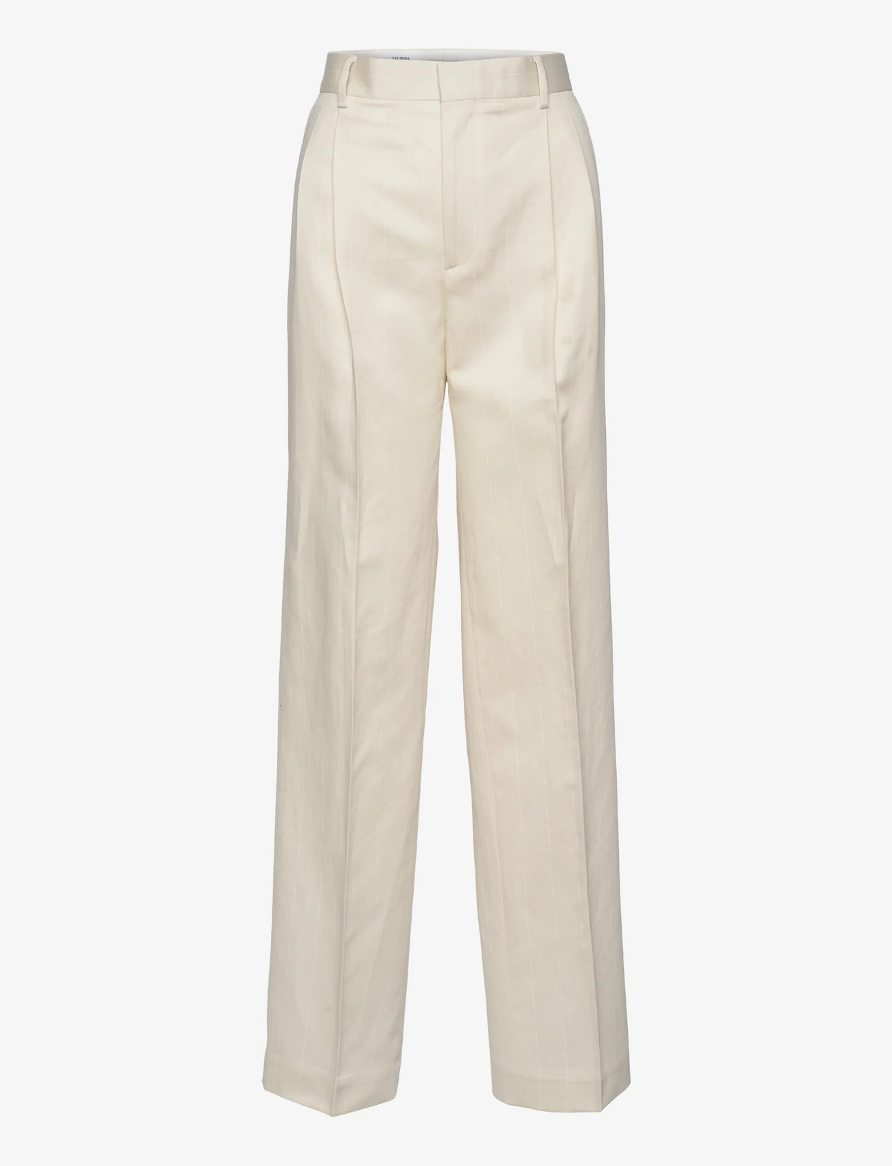 Filippa K - Pleated Pinstripe Trousers - tailored trousers - bone white - 0