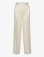 Pleated Pinstripe Trousers - BONE WHITE