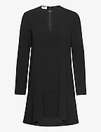 Triacetate Long sleeve Dress - BLACK