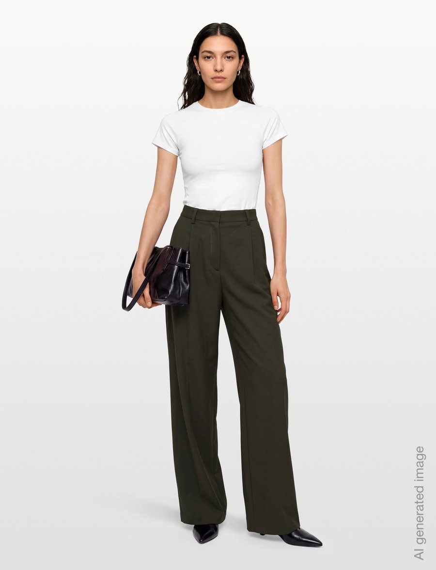 Filippa K - Darcey Wool Trousers - kostymbyxor - dark moss green - 0