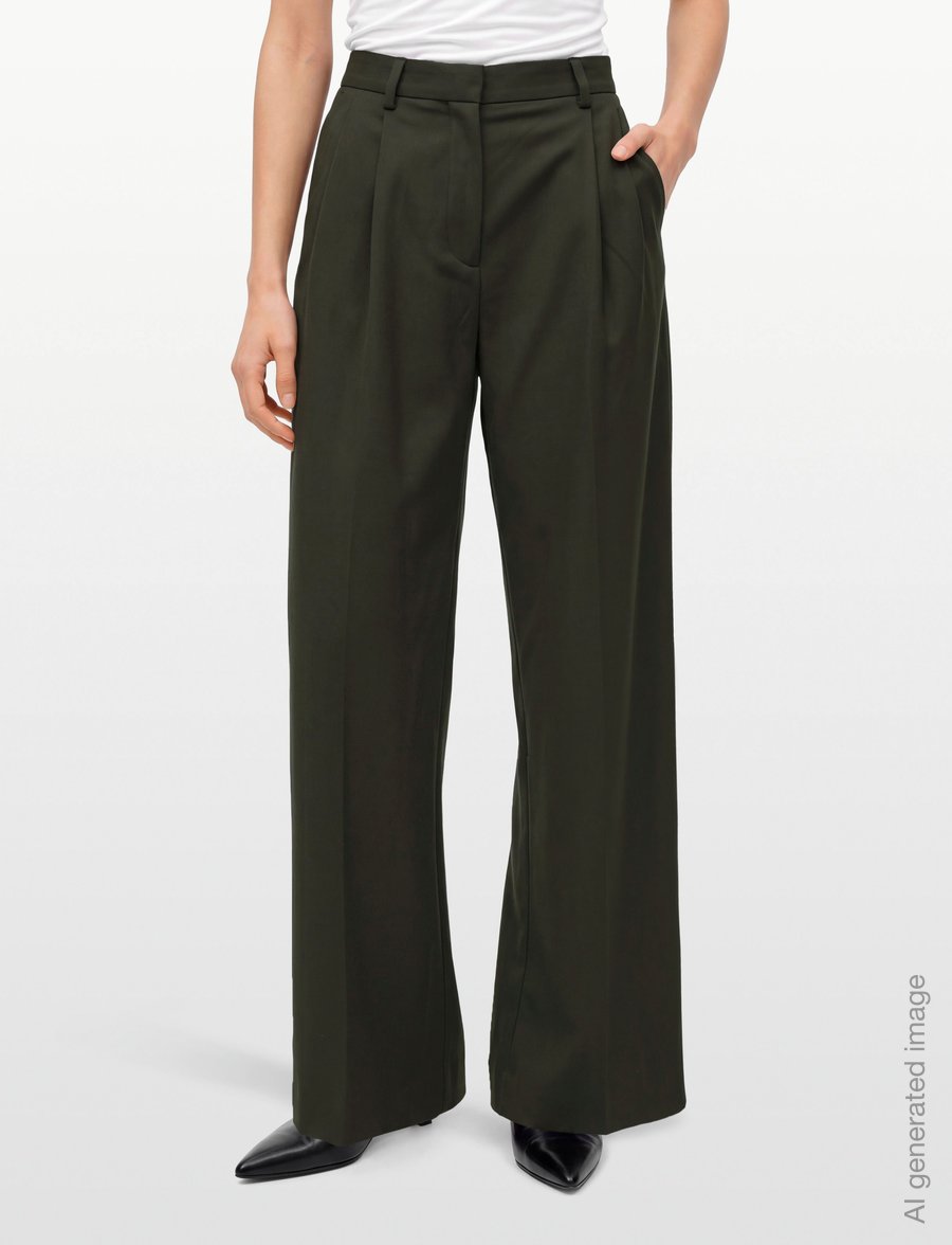 Filippa K - Darcey Wool Trousers - kostymbyxor - dark moss green - 3