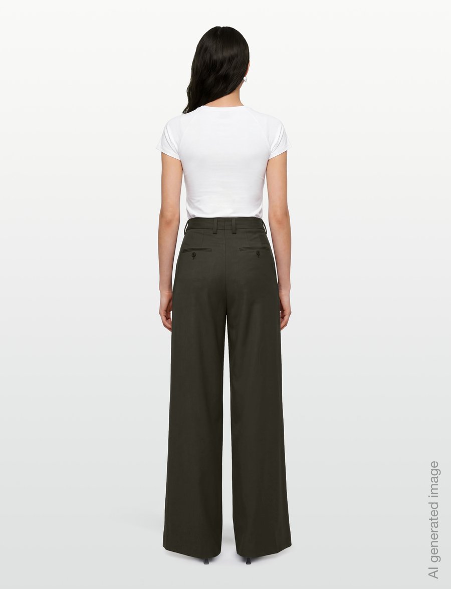 Filippa K - Darcey Wool Trousers - kostymbyxor - dark moss green - 4