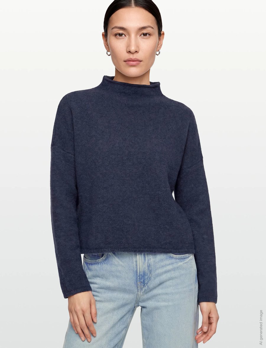 Filippa K - Mika Yak Funnelneck Sweater - neulepuserot - night teal - 3