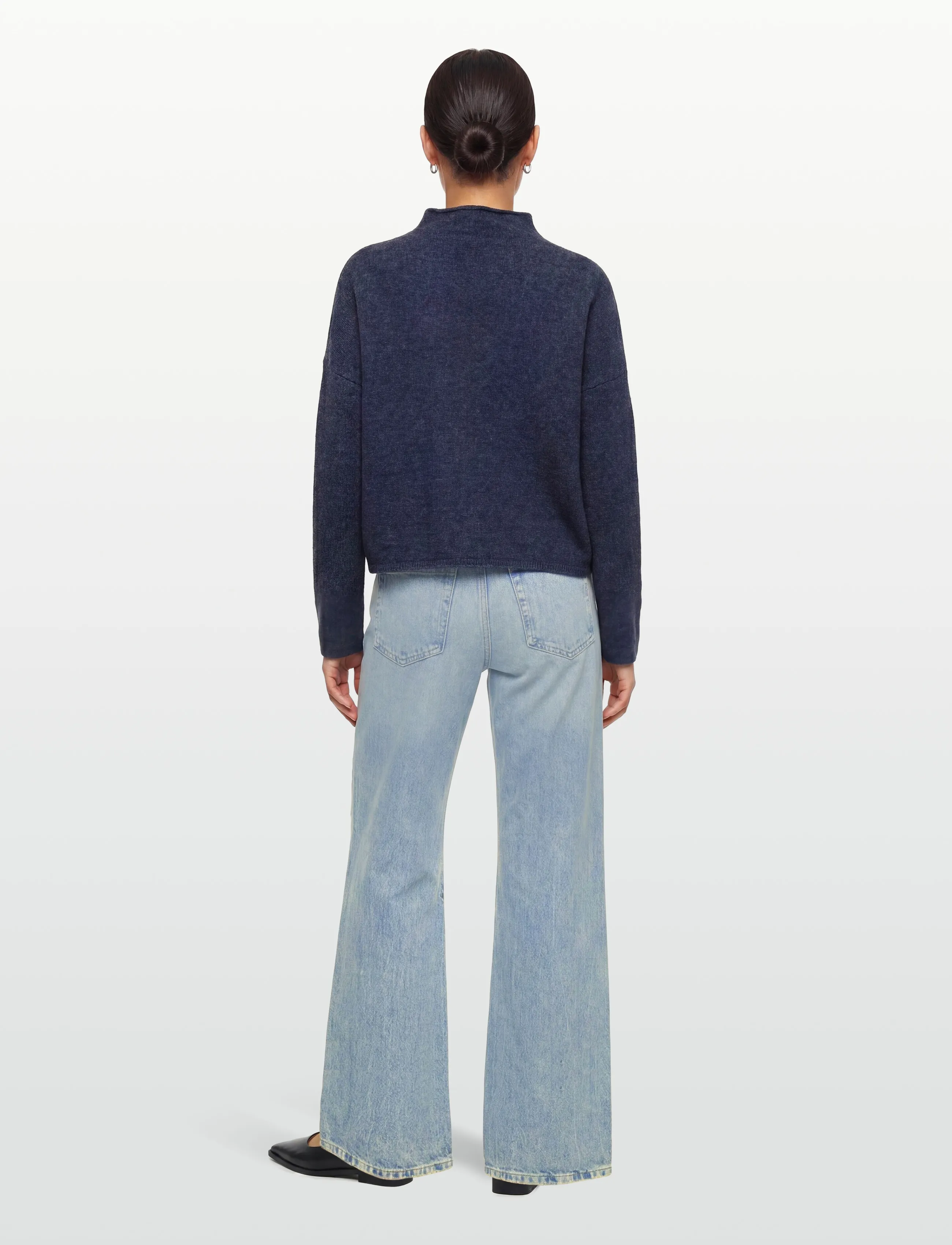 Filippa K - Mika Yak Funnelneck Sweater - neulepuserot - night teal - 4