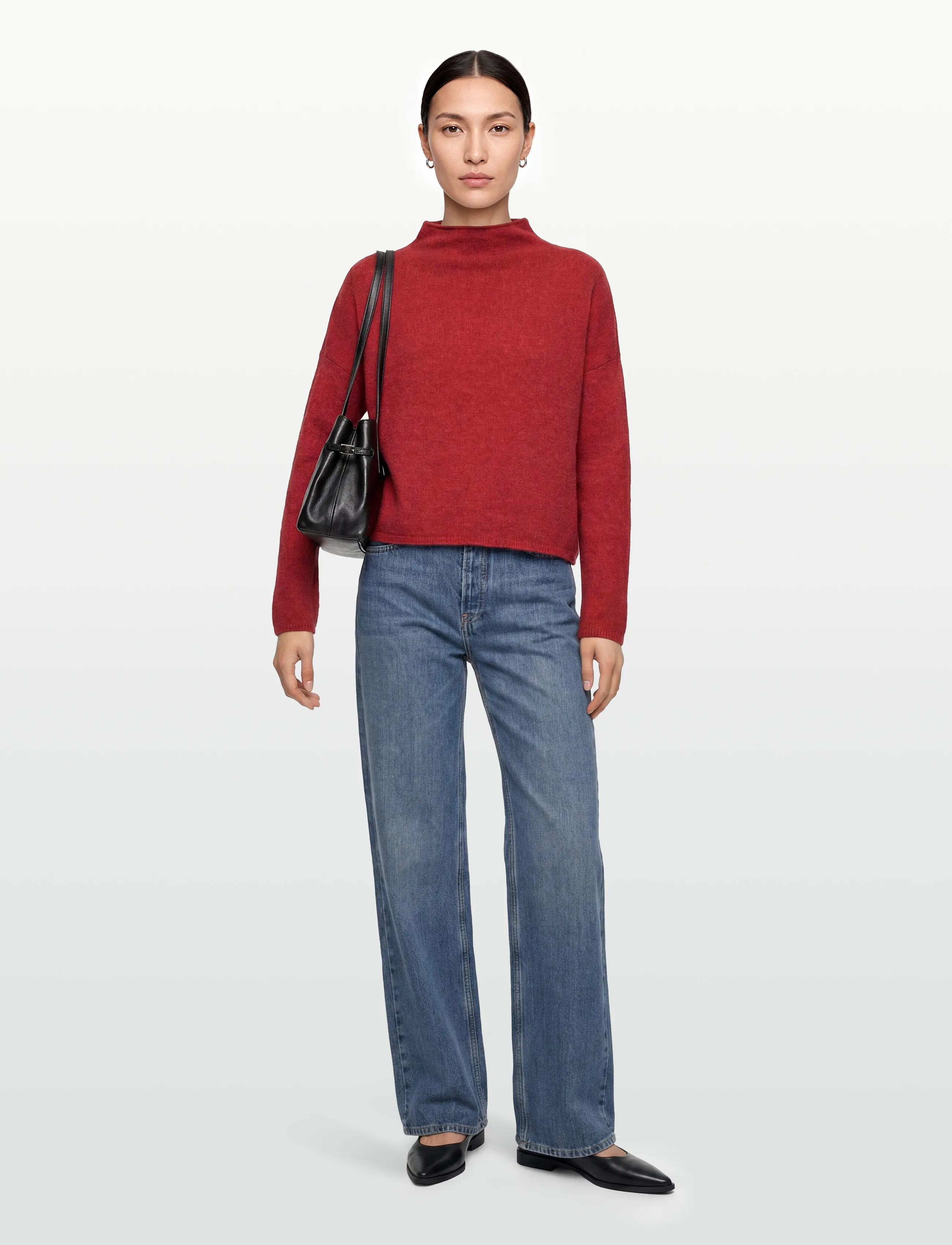 Filippa K - Mika Yak Funnelneck Sweater - tröjor - red currant - 0