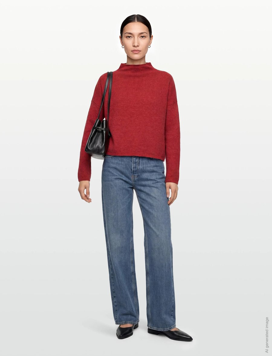 Filippa K - Mika Yak Funnelneck Sweater - tröjor - red currant - 0